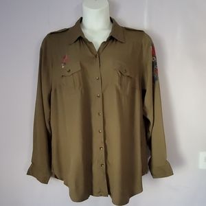 Torrid Embroidered Button Down